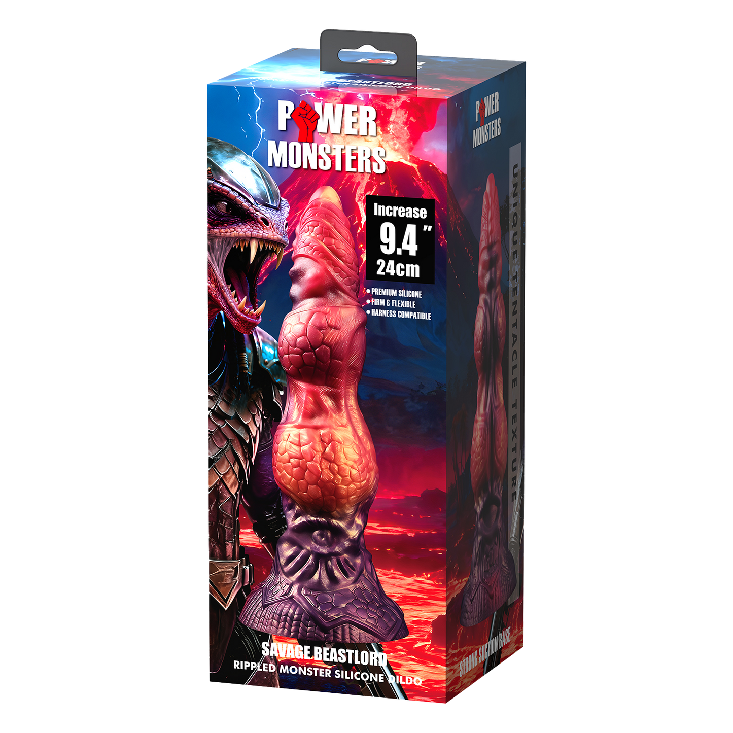 Power Monsters - Savage BeastLord - Monster Dildo - 24 cm - Oranje/Rood/Goud-Erotiekvoordeel.nl