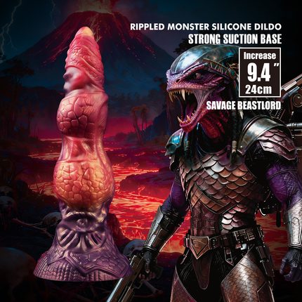 Power Monsters - Savage BeastLord - Monster Dildo - 24 cm - Oranje/Rood/Goud-Erotiekvoordeel.nl