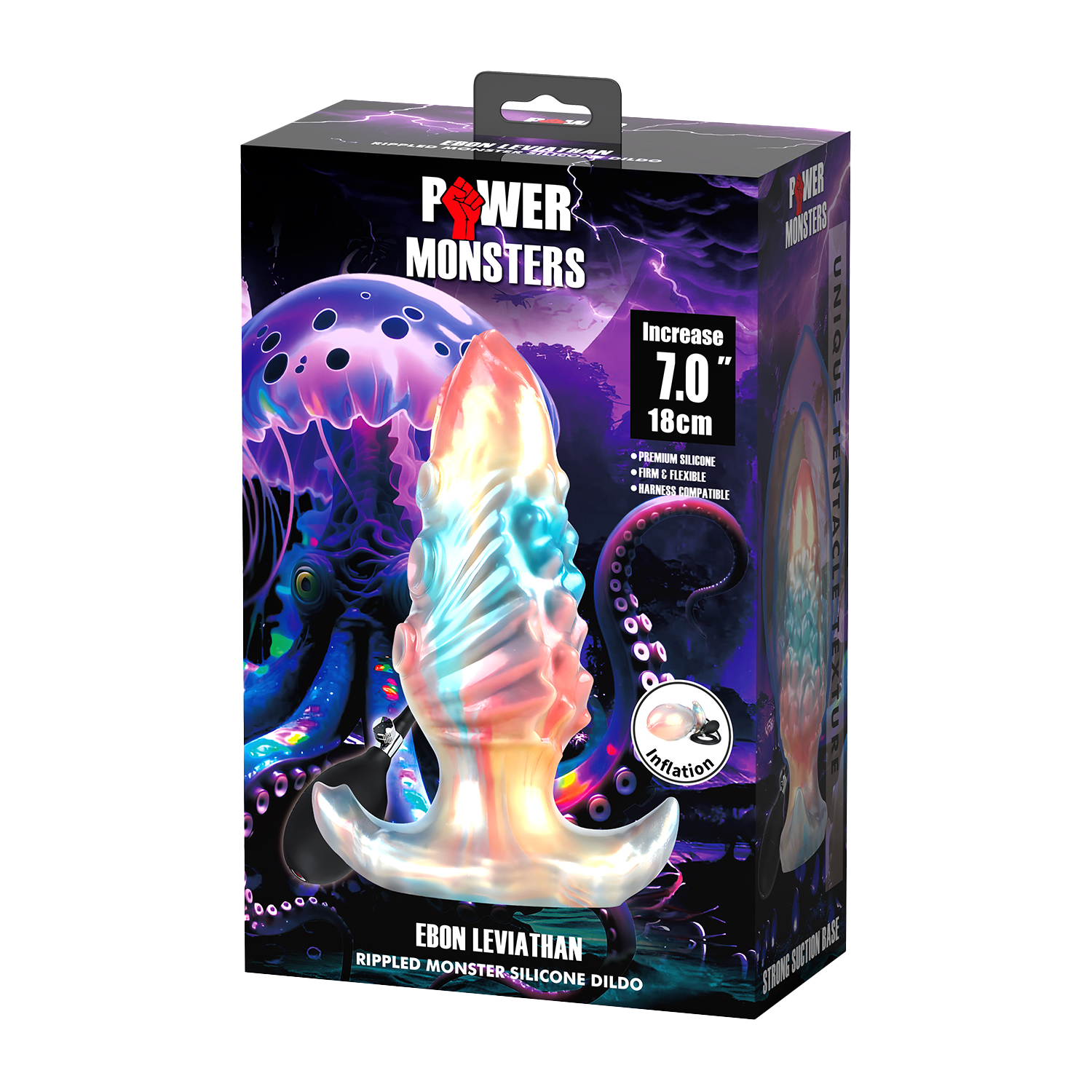Power Monsters - Ebon Leviathan - Opblaasbare Buttplug - 18 cm - Multicolour-Erotiekvoordeel.nl