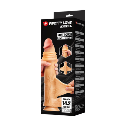 Pretty Love - Ansel - Super Grote Dildo - TPE - 36 cm - Lichte Huidskleur-Erotiekvoordeel.nl