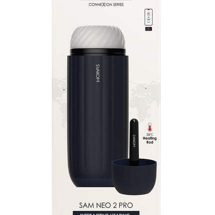 SVAKOM - Sam Neo Pro Connexion Series - Interactive Masturbator - With Heating Function - Blue