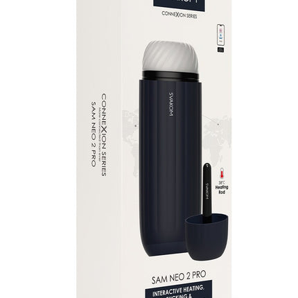 SVAKOM - Sam Neo Pro Connexion Series - Interactive Masturbator - With Heating Function - Blue