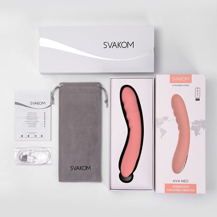 Svakom - Ava Neo - Stotende Vibrator - Thrusting Vibrator - Met App Control - Perzik Roze-Erotiekvoordeel.nl