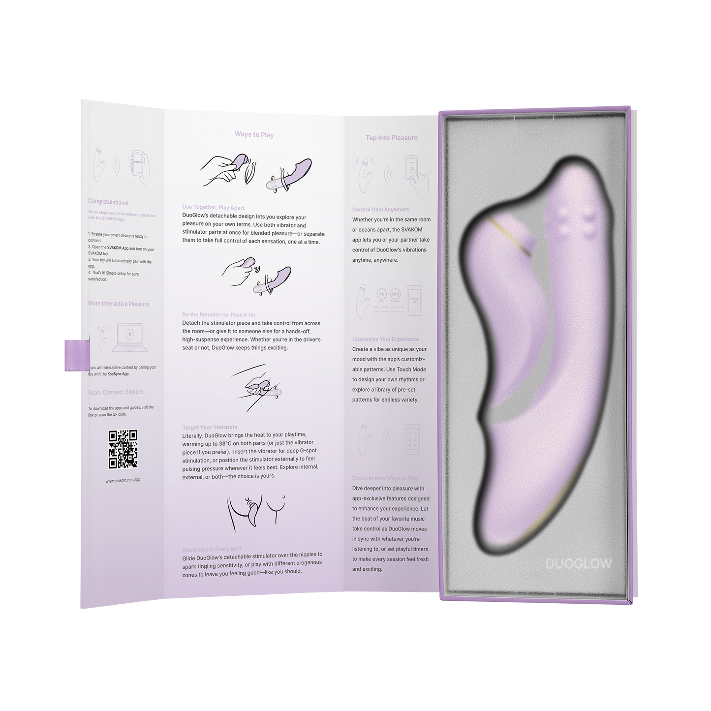 Svakom - DuoGlow – Stotende en Roterende Kralen Vibrator met Pulserende`Stimulator – Lila-Rimbastore.com