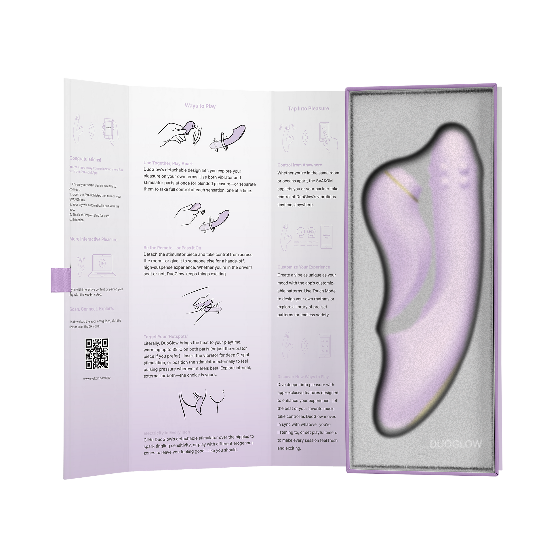 Svakom - DuoGlow – Stotende en Roterende Kralen Vibrator met Pulserende`Stimulator – Lila-Rimbastore.com
