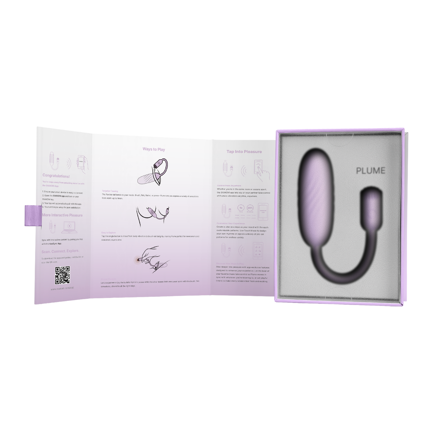 Svakom - Plume - Bullet Vibrator with Flexible Clitoral Stimulator - Pastel Lilac