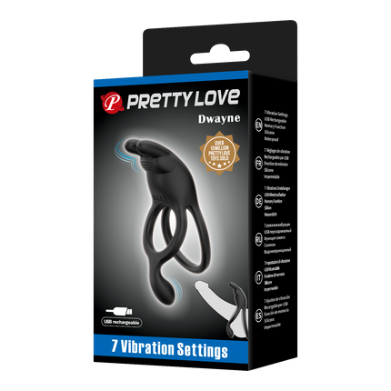 Pretty Love - Seth - Vibrerende Dubbele Cockring - Zwart-Rimbastore.com
