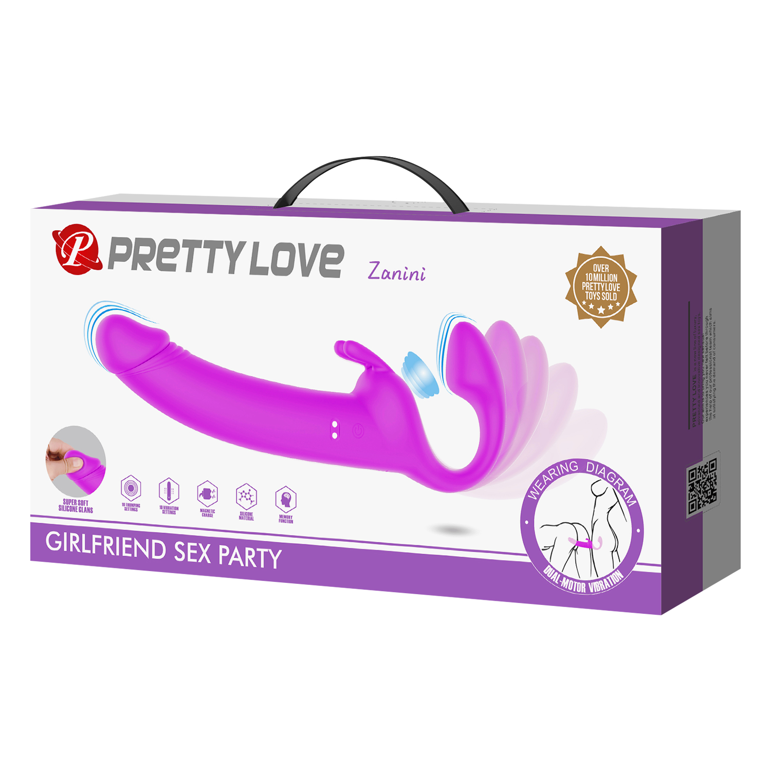 Pretty Love - Zanini - Vibrerende Strapless Strap-On - Paars-Rimbastore.com
