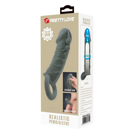 Pretty Love - Faylen - Realistische Penis Sleeve - Donkergrijs-Rimbastore.com