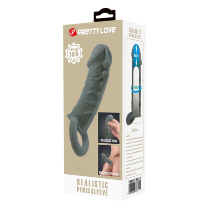 Pretty Love - Faylen - Realistische Penis Sleeve - Donkergrijs-Rimbastore.com