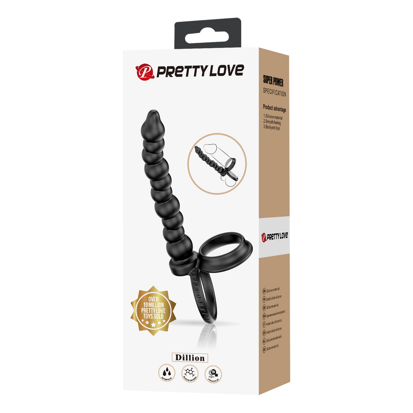 Pretty Love - Dillion - Cockring Anaal Kralen - Zwart-Rimbastore.com