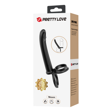 Pretty Love - Moses - Cock en Ball Ring Dildo - Zwart-Rimbastore.com