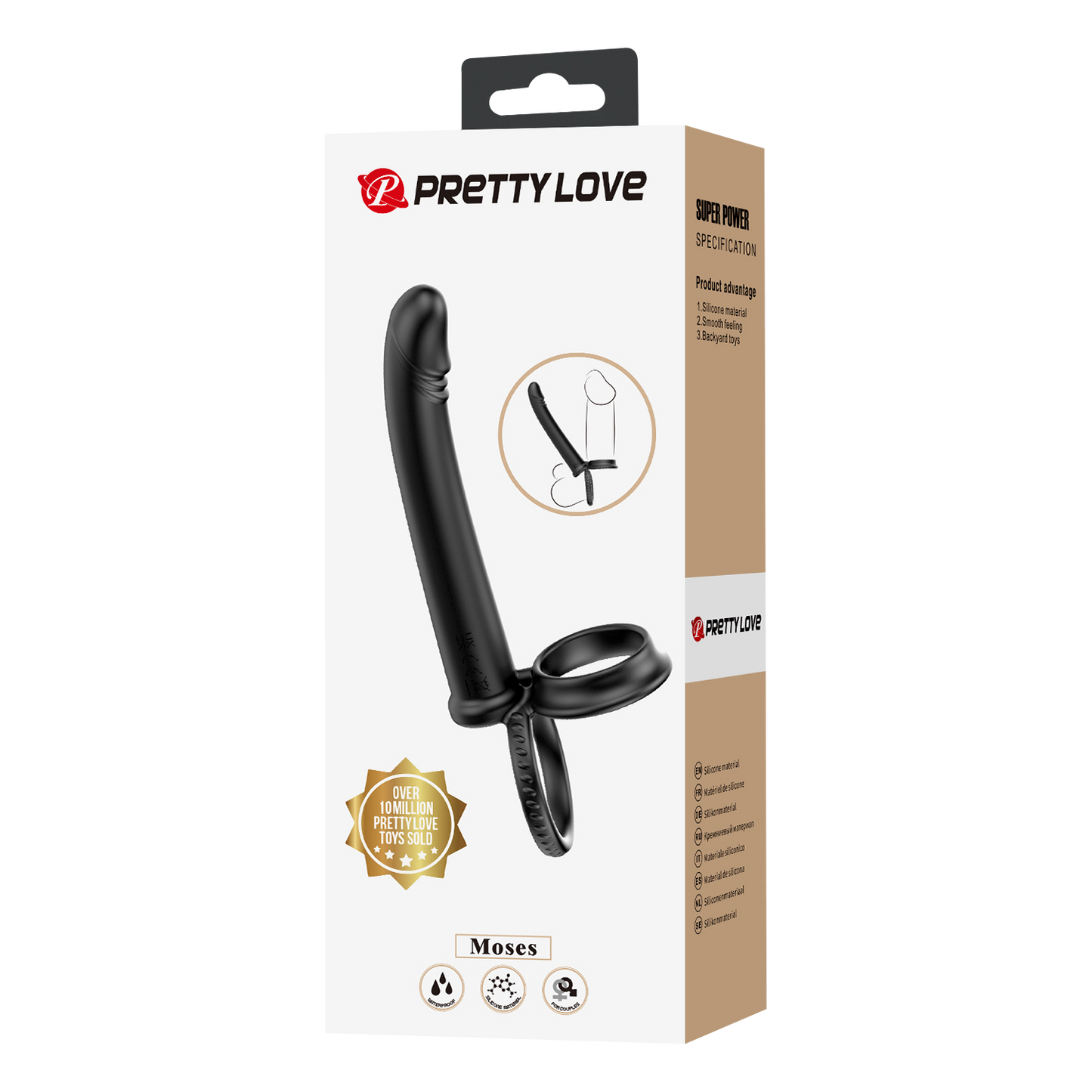 Pretty Love - Moses - Cock en Ball Ring Dildo - Zwart-Rimbastore.com