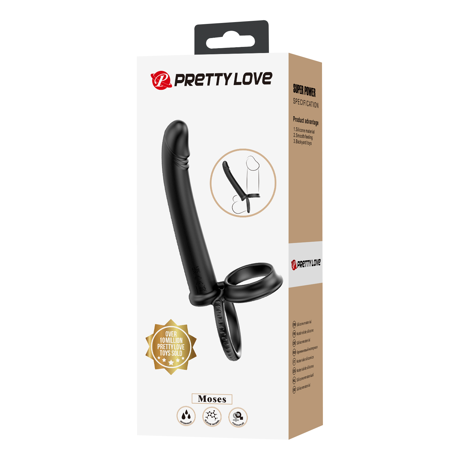 Pretty Love - Moses - Cock en Ball Ring Dildo - Zwart-Rimbastore.com