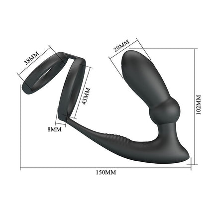 Pretty Love - Emoni - Cockring met Buttplug - Zwart-Rimbastore.com