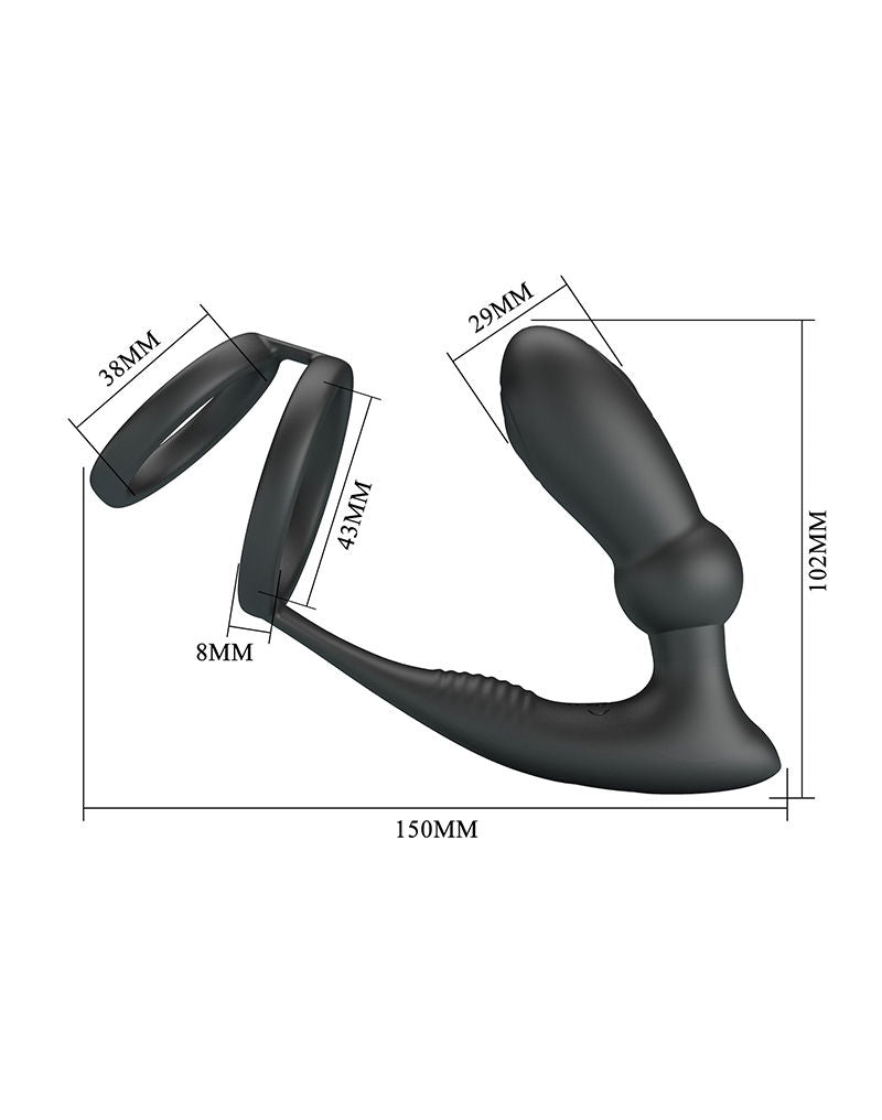 Pretty Love - Emoni - Cockring met Buttplug - Zwart-Rimbastore.com