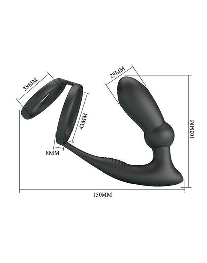 Pretty Love - Emoni - Cockring met Buttplug - Zwart-Rimbastore.com