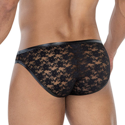 Cut4Men - Sexy Kanten Herenstring - Bikini Bulge - Zwart-Erotiekvoordeel.nl