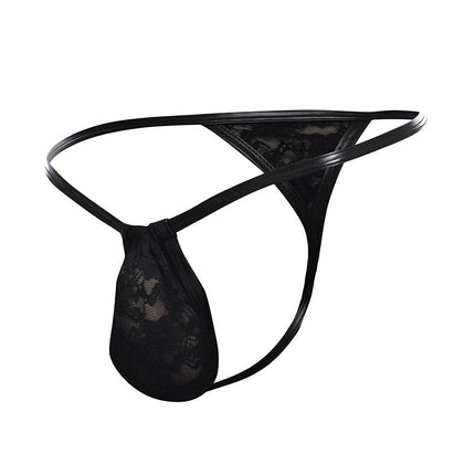 Cut4Men - Sexy Kanten Heren G-string - Zwart-Erotiekvoordeel.nl