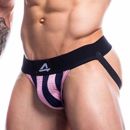 Cut4Men - Sexy Jockstrap - Stripe - Roze/Zwart-Erotiekvoordeel.nl