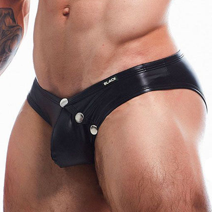 Cut4Men - Sexy Wetlook Herenslip met Drukknoopjes - Snap - Zwart-Erotiekvoordeel.nl