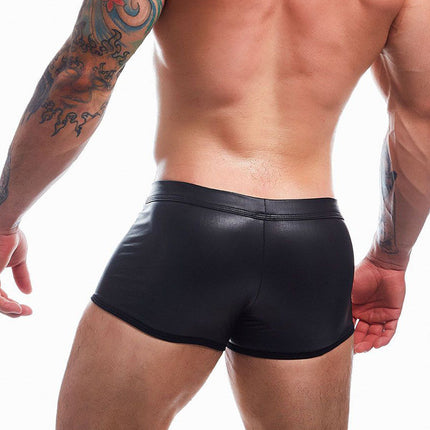 Cut4Men - Sexy Wetlook Minishort - Peekaboo - Zwart-Erotiekvoordeel.nl