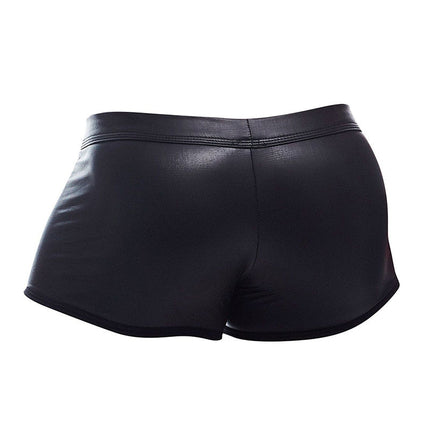 Cut4Men - Sexy Wetlook Minishort - Peekaboo - Zwart-Erotiekvoordeel.nl