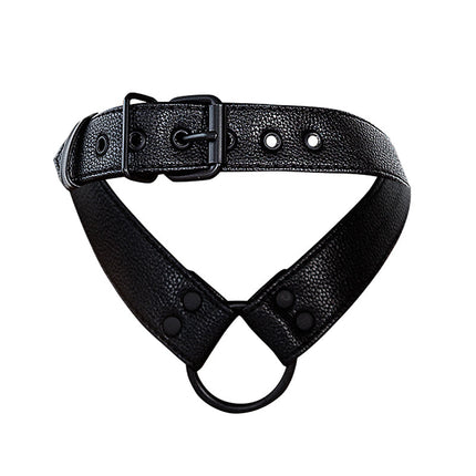 Cut4Men - Wetlook Collar met strap en Cockring - Zwart-Erotiekvoordeel.nl