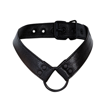 Cut4Men - Wetlook Collar met strap en Cockring - Zwart-Erotiekvoordeel.nl