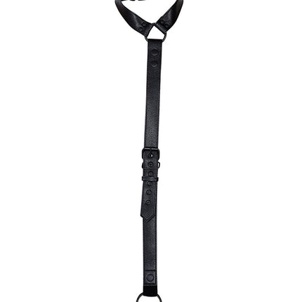 Cut4Men - Wetlook Collar met strap en Cockring - Zwart-Erotiekvoordeel.nl