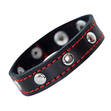Cut4Men - 2-in-1 Armband & Ballstretcher - PU-Leer - Zwart/Rood-Erotiekvoordeel.nl