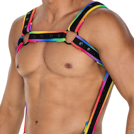 Cut4Men - Harnas - Tuigje - Neo - Zwart/Multicolour-Erotiekvoordeel.nl
