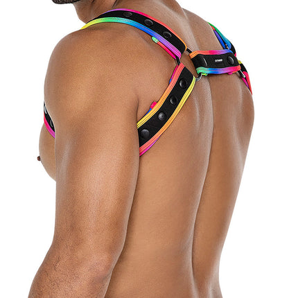 Cut4Men - Harnas - Tuigje - Neo - Zwart/Multicolour-Erotiekvoordeel.nl