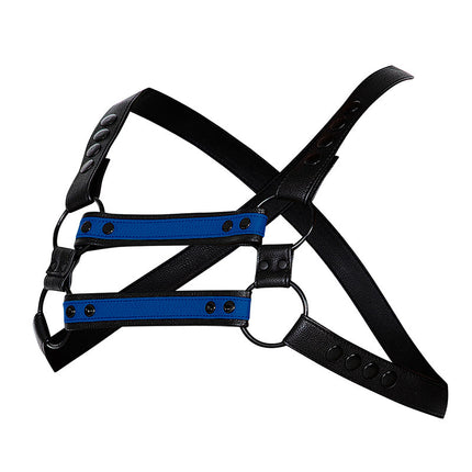 Cut4Men - Borst Harnas - Tuigje - 4WAY - Blauw/Zwart-Erotiekvoordeel.nl