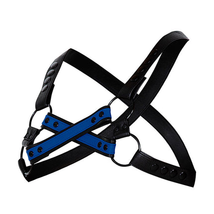 Cut4Men - Borst Harnas - Tuigje - 4WAY - Blauw/Zwart-Erotiekvoordeel.nl
