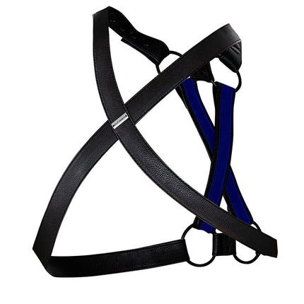 Cut4Men - Borst Harnas - Tuigje - 4WAY - Blauw/Zwart-Erotiekvoordeel.nl