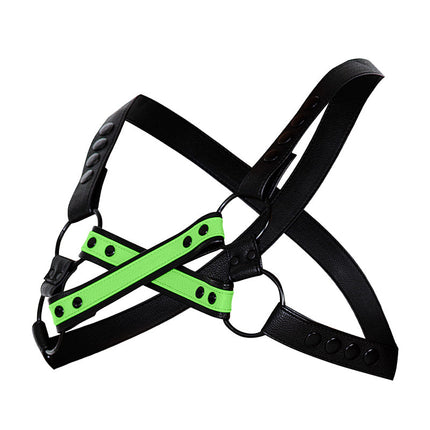 Cut4Men - Borst Harnas - Tuigje - 4WAY - Neon/Zwart-Erotiekvoordeel.nl