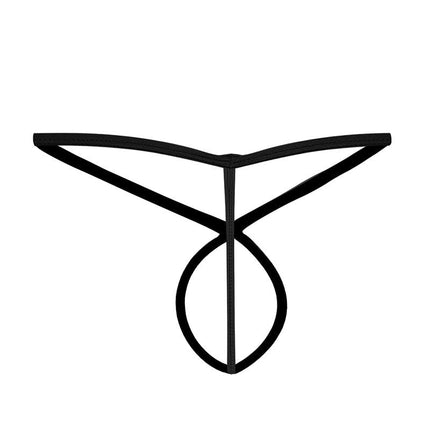 Cut4Men - Spandex Sexy Gekruiste Herenstring - Zwart Cuir-Erotiekvoordeel.nl