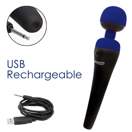 PalmPower - Masseur rechargeable - Tête flexible - Bleu/Noir