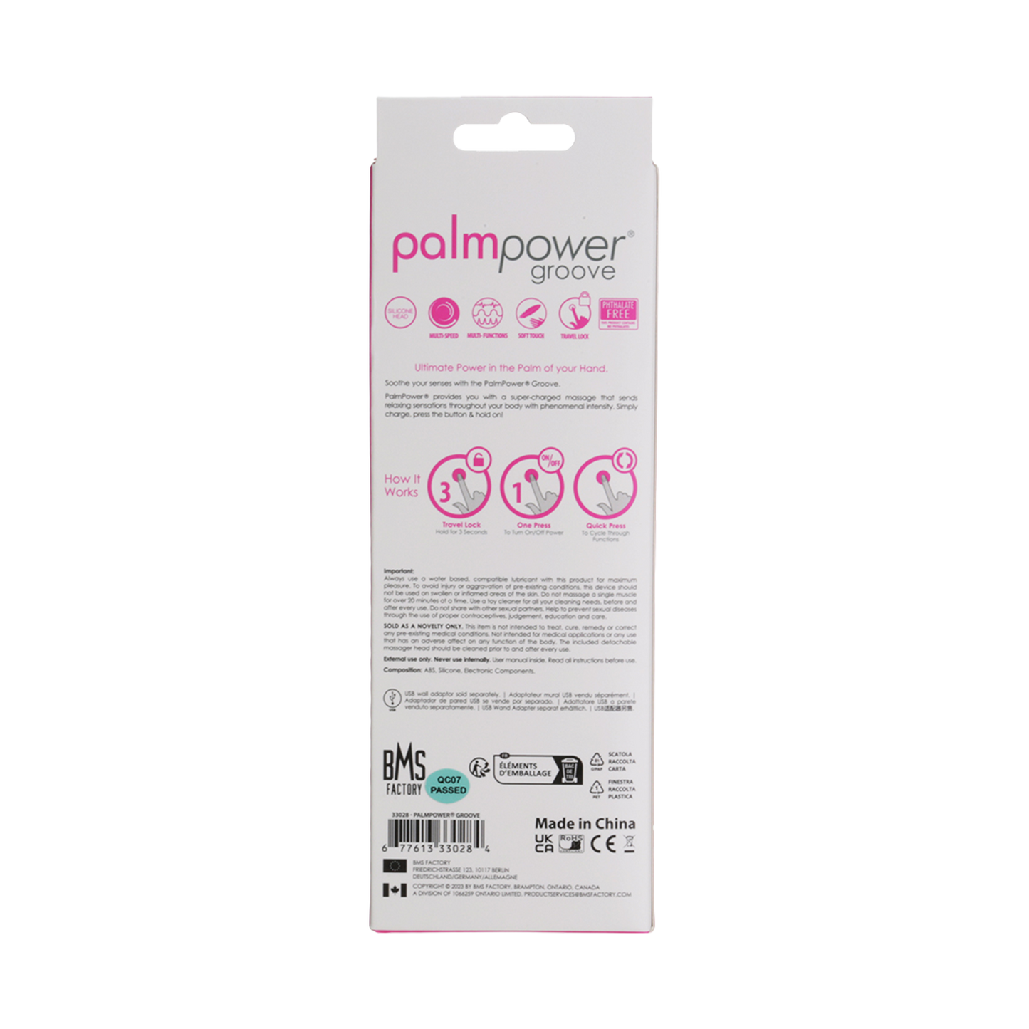 PalmPower – Groove – Mini-Stabmassagegerät – Rosa