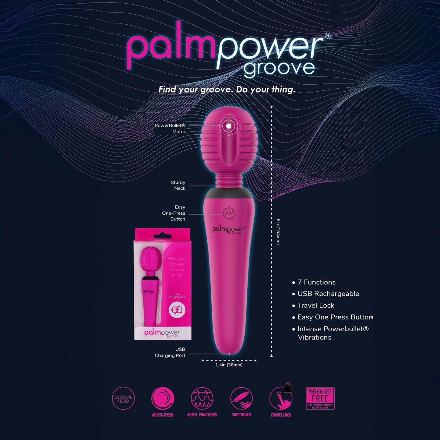 PalmPower – Groove – Mini-Stabmassagegerät – Rosa