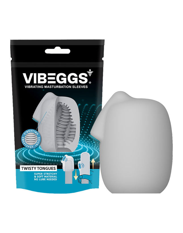 VIBEGGS - Twisty Tongues - Funda Vibradora para Masturbación y Vibrador de Dedos - Blanco