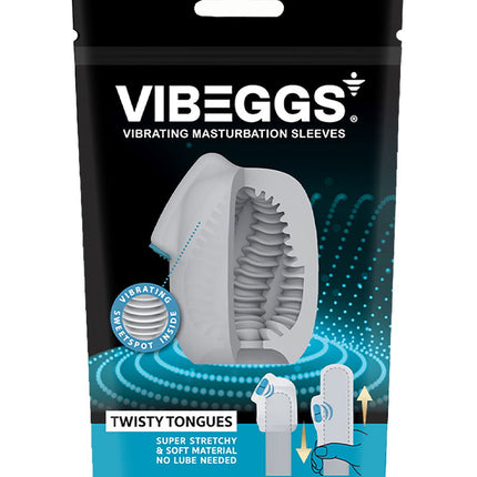 VIBEGGS - Twisty Tongues - Vibrerende Masturbatie Sleeve èn Vinger Vibrator - Wit