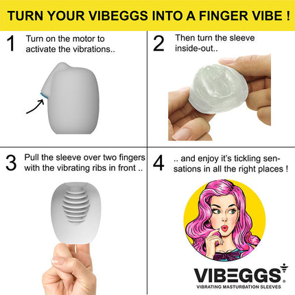 VIBEGGS - Twisty Tongues - Vibrerende Masturbatie Sleeve èn Vinger Vibrator - Wit