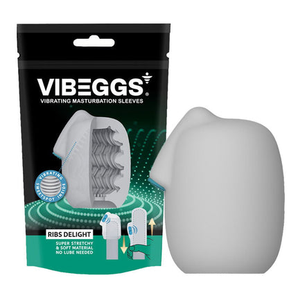 VIBEGGS - Ribs Delight - Funda Vibradora para Masturbación y Vibrador de Dedos - Blanco