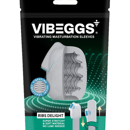 VIBEGGS - Ribs Delight - Funda Vibradora para Masturbación y Vibrador de Dedos - Blanco