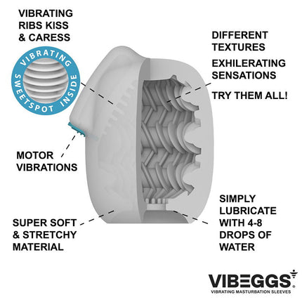 VIBEGGS - Ribs Delight - Funda Vibradora para Masturbación y Vibrador de Dedos - Blanco