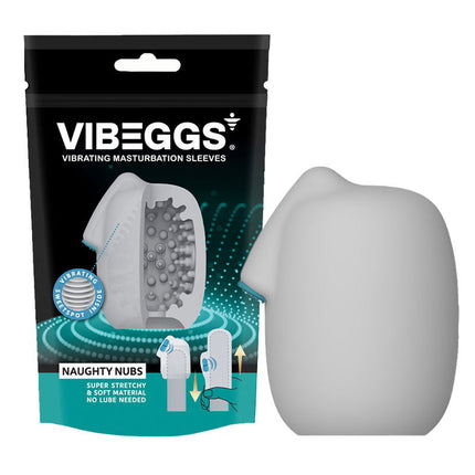 VIBEGGS - Naughty Nubs - Vibrierende Masturbationshülse und Fingervibrator - Weiß