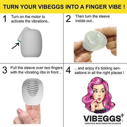 VIBEGGS - Naughty Nubs - Vibrierende Masturbationshülse und Fingervibrator - Weiß
