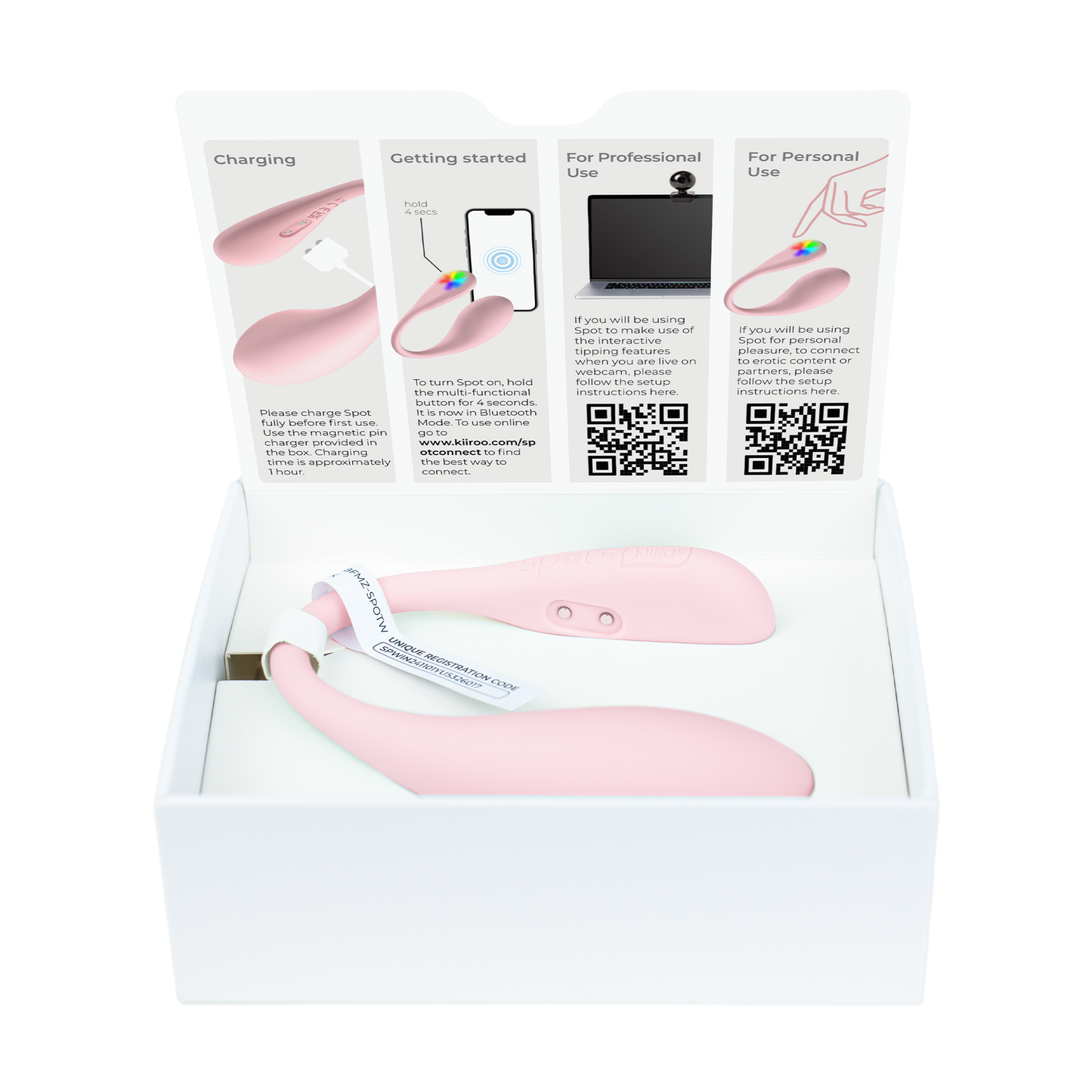 KIIROO - Spot - Draagbaar Interactief Vibrerend Eitje - Kiss Me - Roze-Erotiekvoordeel.nl